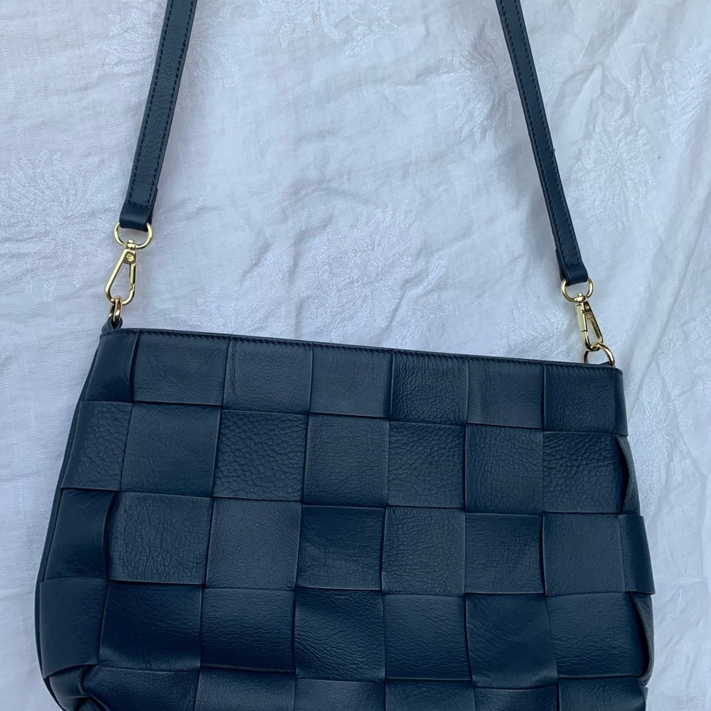 Blue leather crossbody